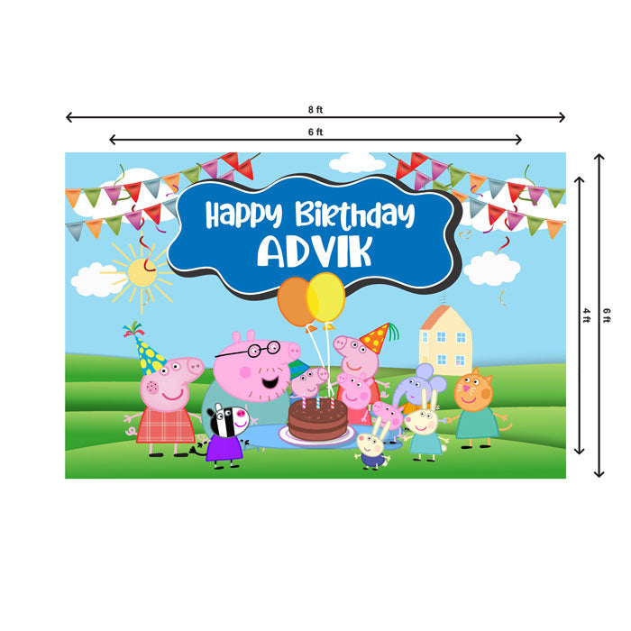 Peppa Pig Boy Theme Personalized Backdrop
