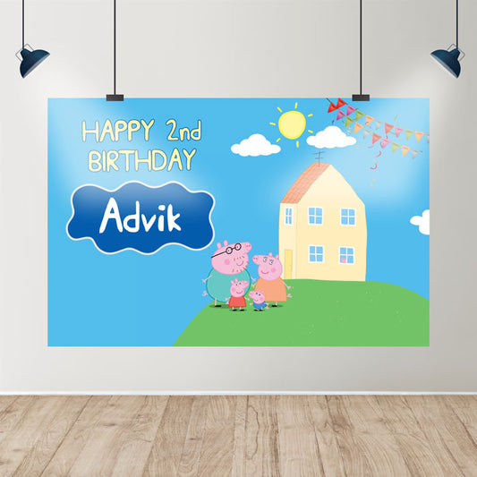 Peppa Pig Boy Theme Customized Backdrop