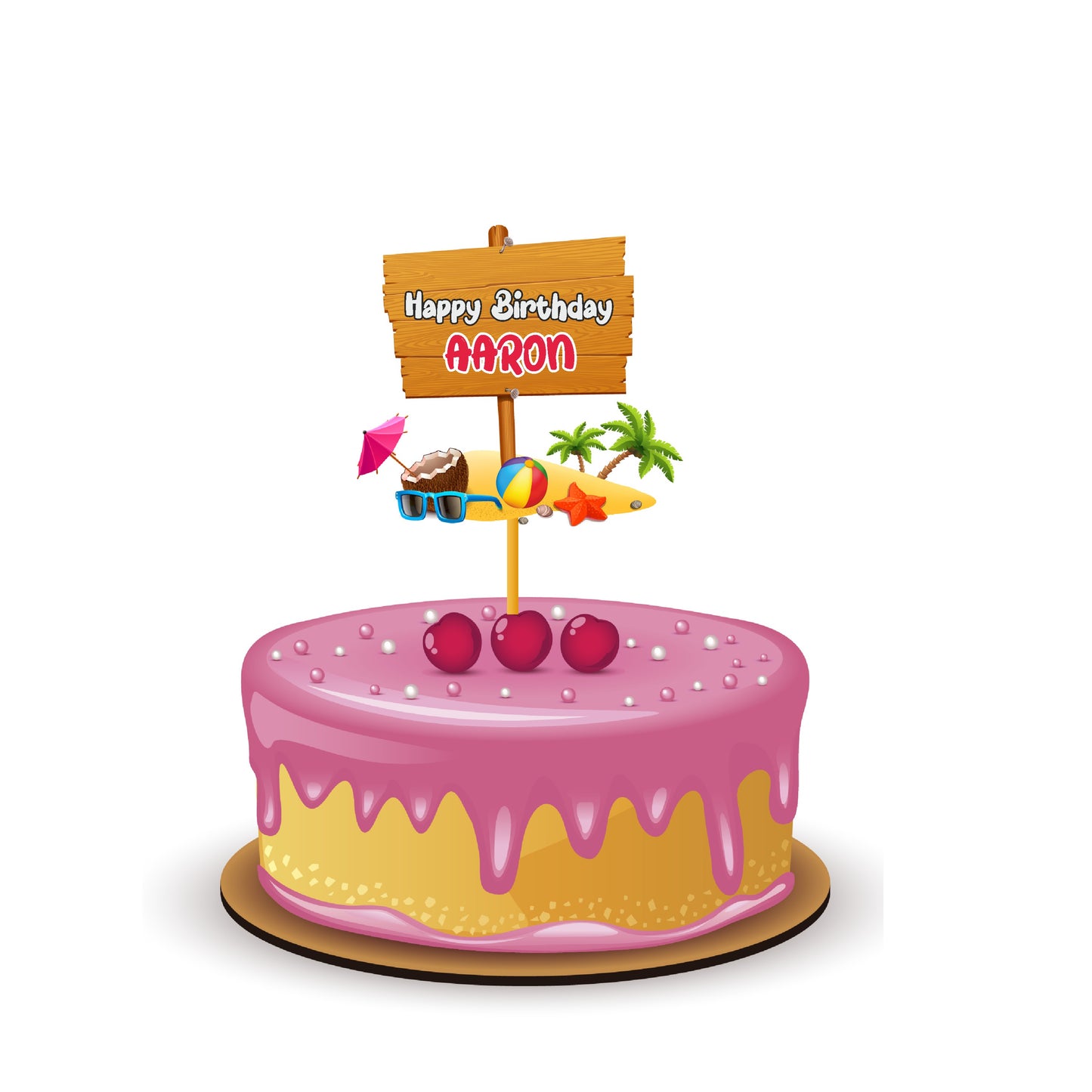 Summer Theme Personalized Caketopper