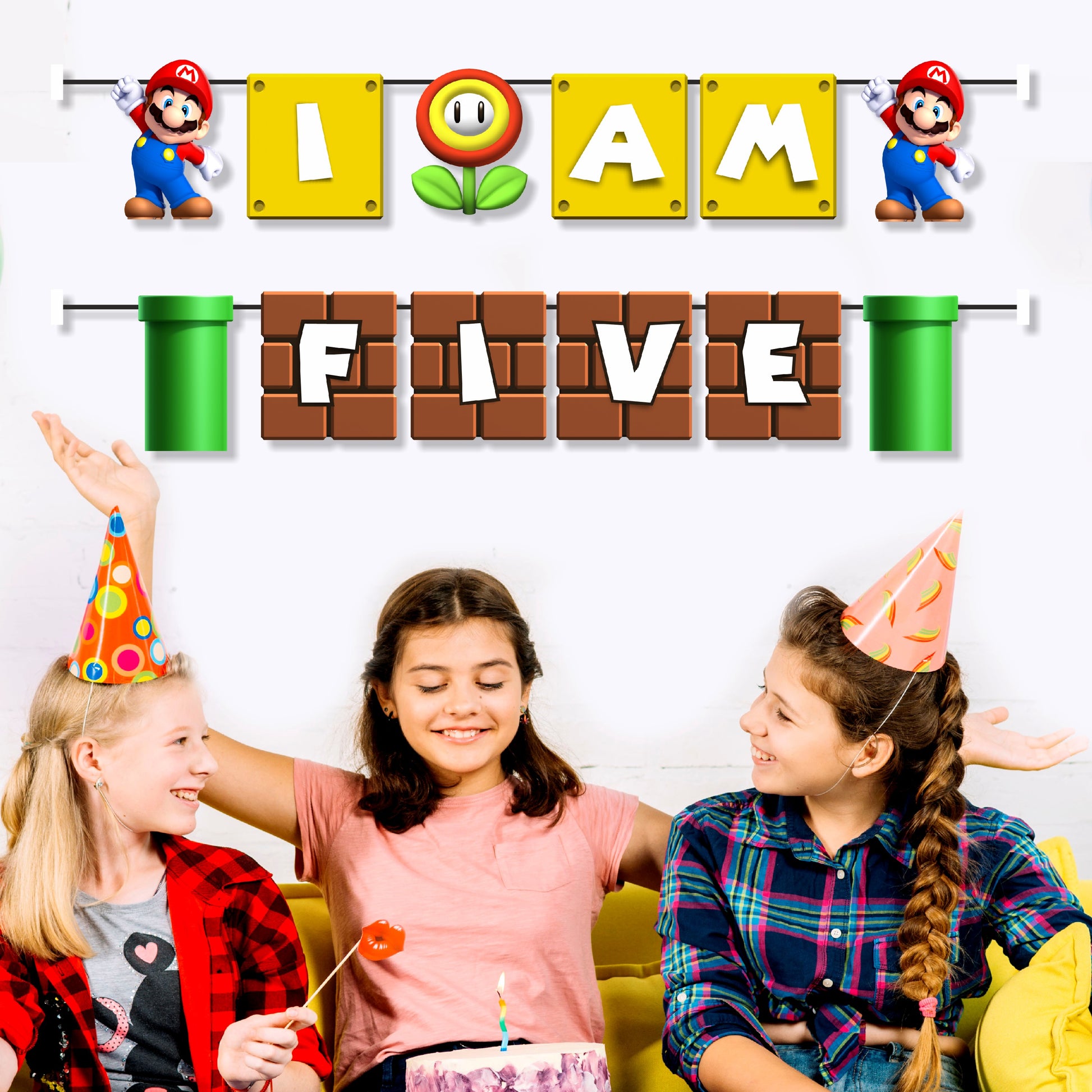 Super Mario Birthday Theme Age bunting for birthday decoration