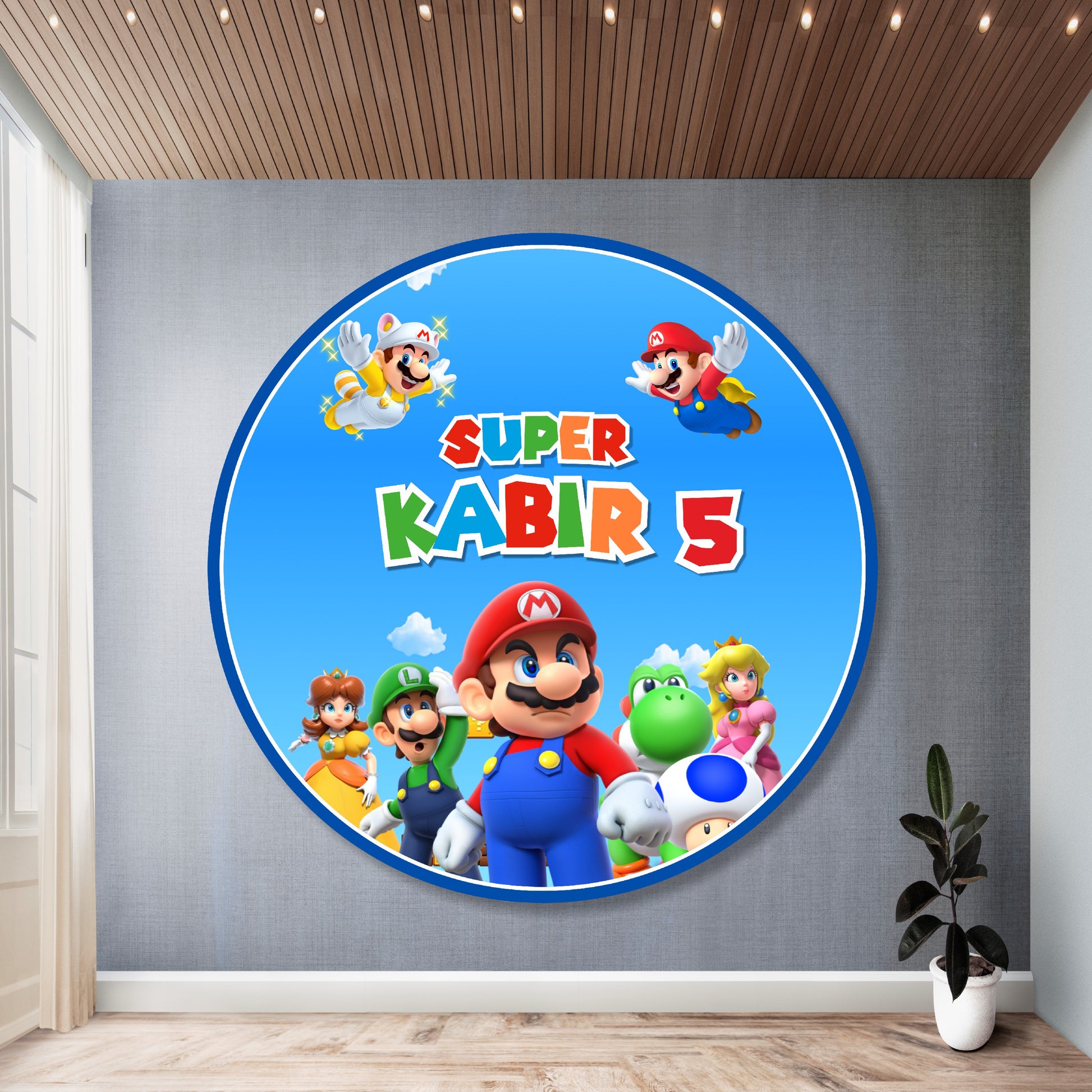 Super Mario Birthday Theme Classic Round Backdrop for birthday party
