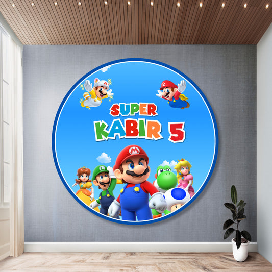 Super Mario Birthday Theme Classic Round Backdrop for birthday party

