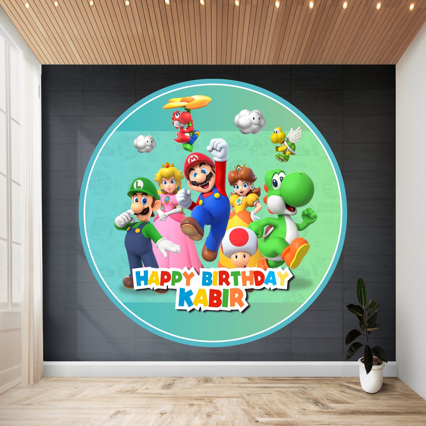 Super Mario Birthday Theme Customized Round Backdrop for birthday party