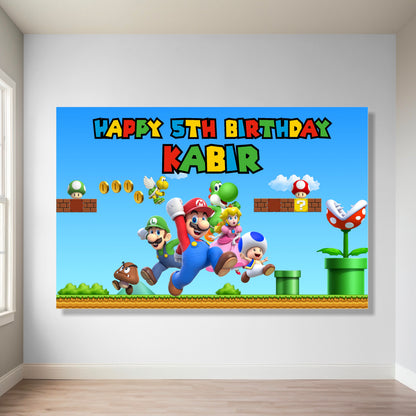 Super Mario Birthday Theme Backdrop for birthday decoartion