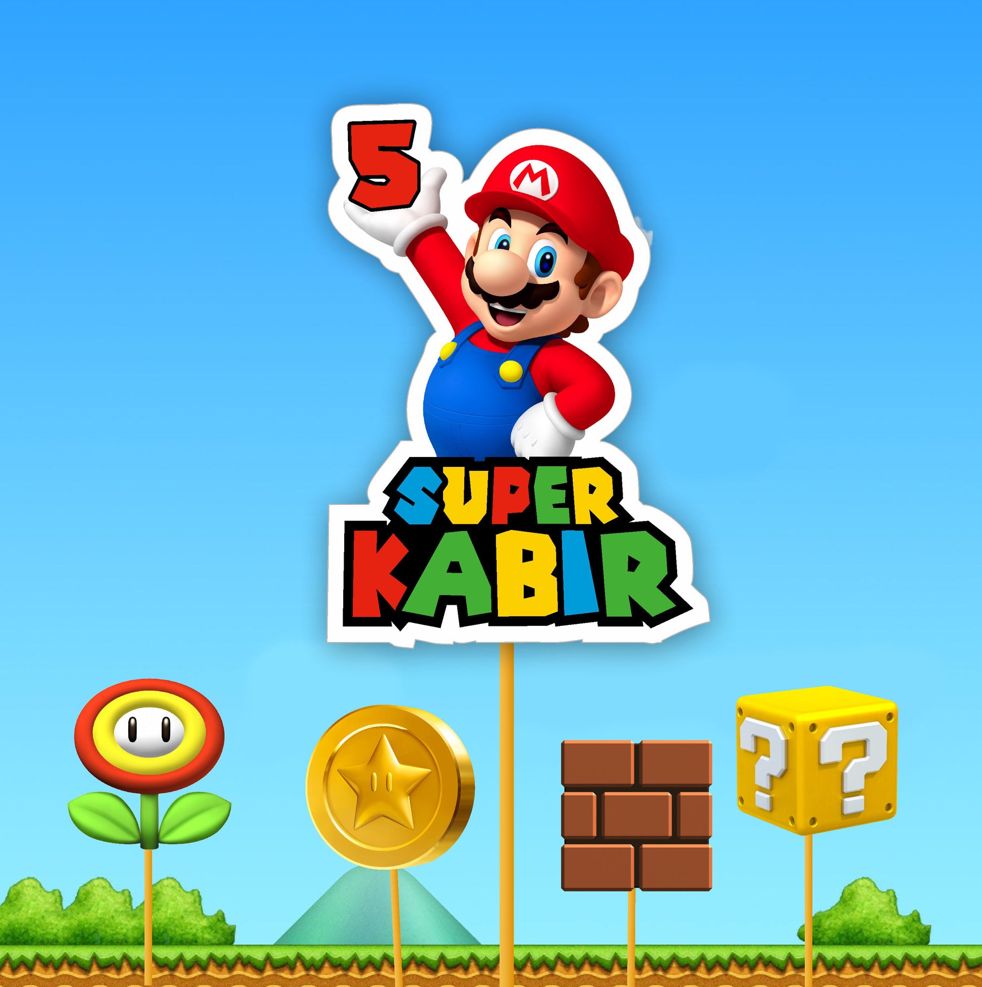 Super Mario Birthday Theme Premium Caketopper for Birthday Decoration