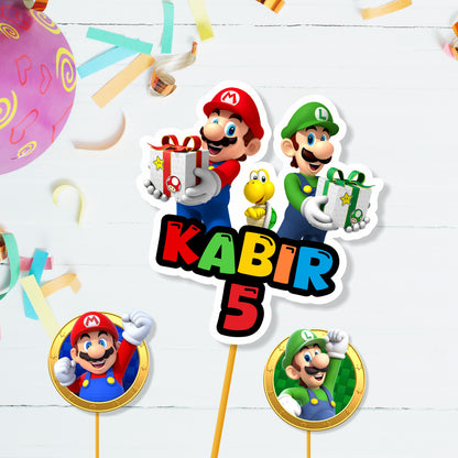 Super Mario Birthday Theme Caketopper on cake
