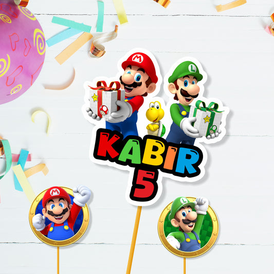 Super Mario Birthday Theme Caketopper on cake