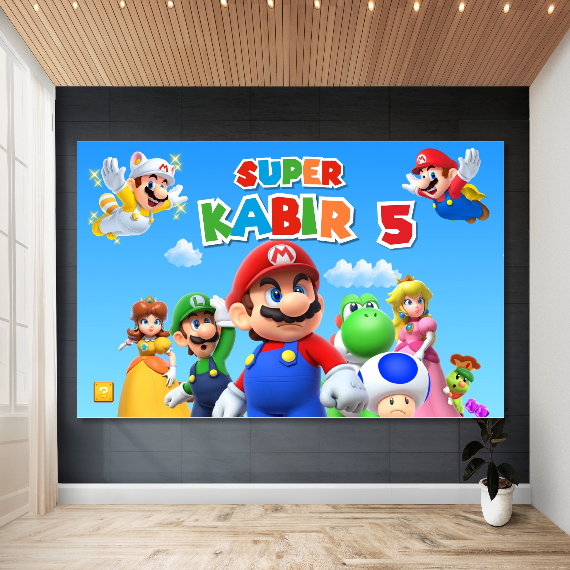 Super Mario Birthday Theme Classic Backdrop for birthday party