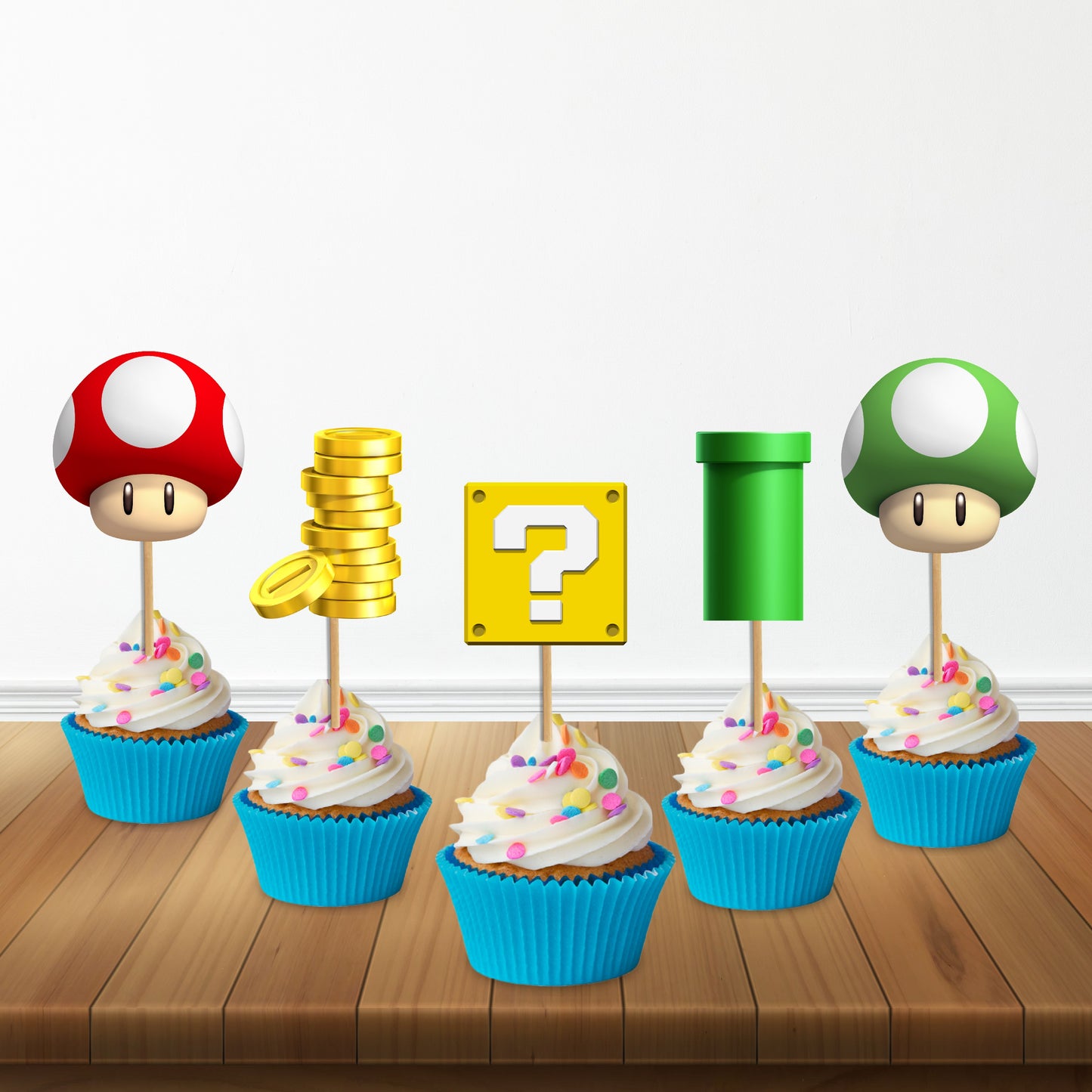 Super Mario Birthday Theme Classic Cupcake Topper
