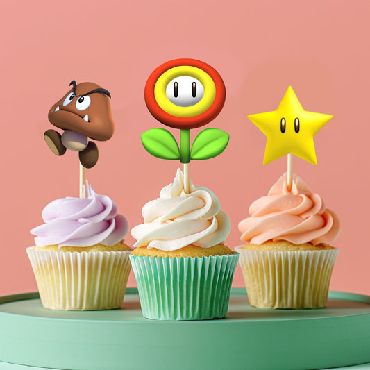 Super Mario Birthday theme classic cupcake topper for birthday decoration