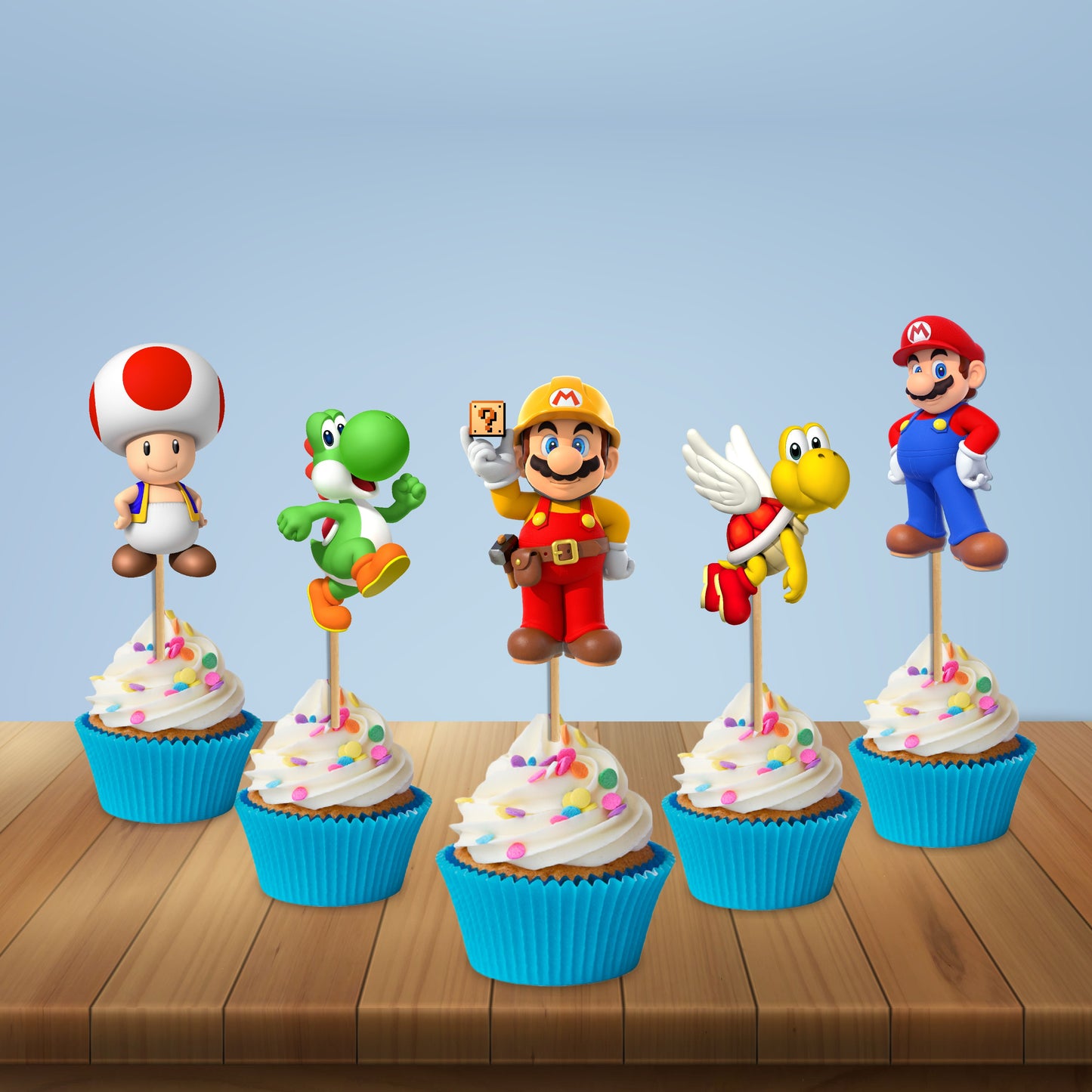 Super Mario Birthday Theme Character Cupcake Topper