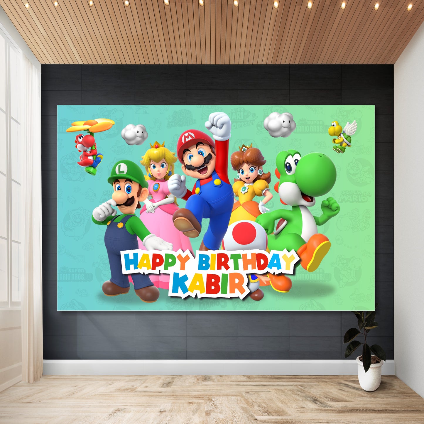 Super Mario Birthday Theme Premium Backdrop for birthday decoration