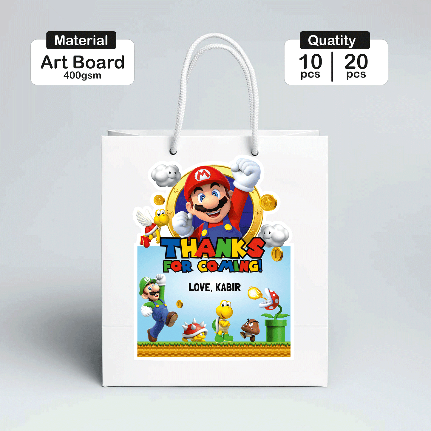 Super Mario Birthday Theme Regulor Customized Retrun Gift Bag