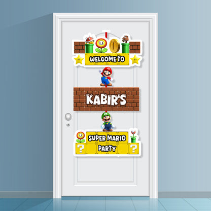 Super Mario Birthday Theme Personalized Door Poster