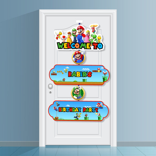 Super Mario Birthday Theme Door Poster