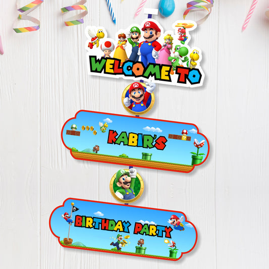 Super Mario Birthday theme Door Poster for birthday party