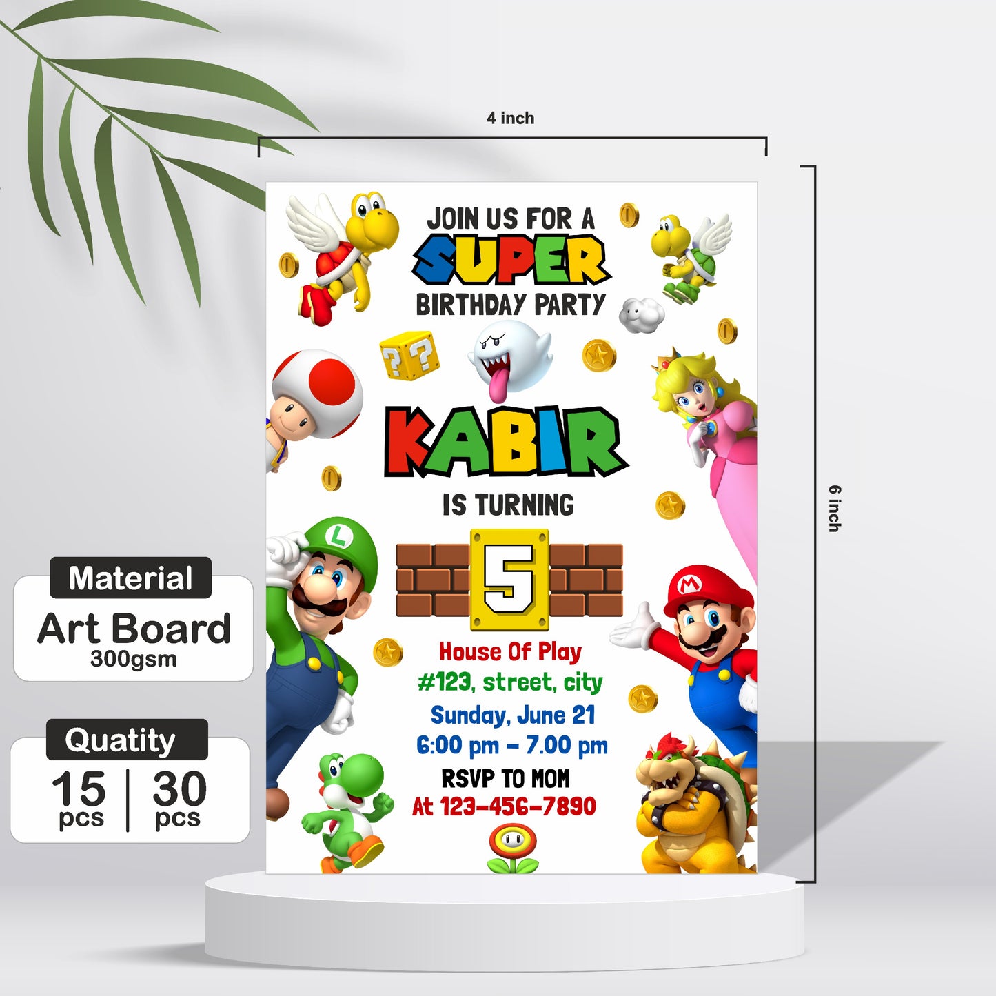 Super Mario Birthday Theme Invite