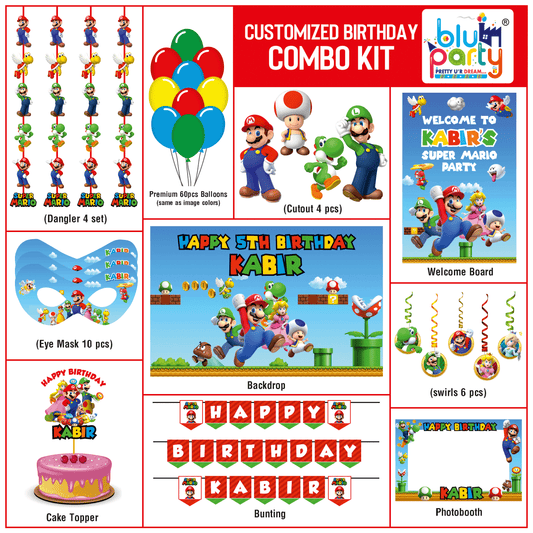 Super Mario Birthday Personalised  Party Compact Combo Kit