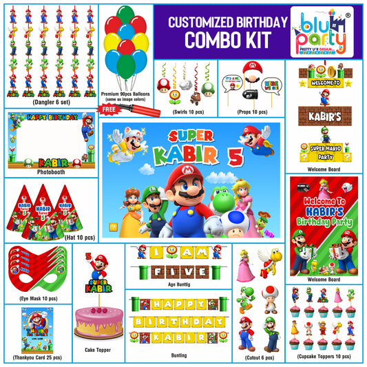 Super Mario Birthday Personalised Party Elite Kit – Ultimate Decoration Package