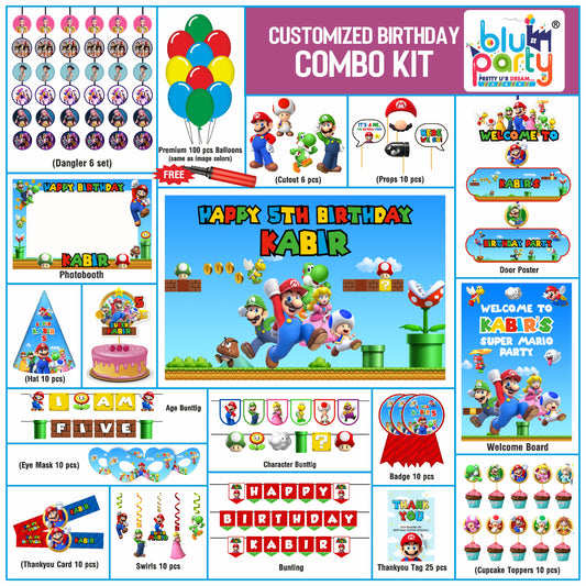 Super Mario Birthday Personalized Prime Kit — Custom Birthday Party Decoration Set for Kids (Copy)