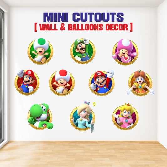 Super Mario Birthday Theme Character Mini Cutouts