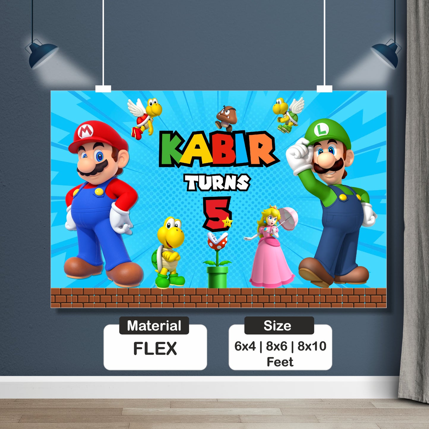 Super Mario Birthday Theme Personalized Backdrop