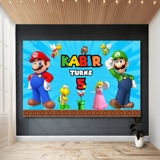 Super Mario Birthday Theme Personalized Backdrop for birthday party