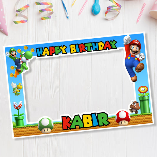 Super Mario birthday theme photobooth for birthday party