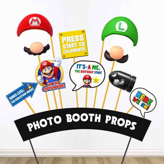 Super Mario Birthday theme props for birthday party