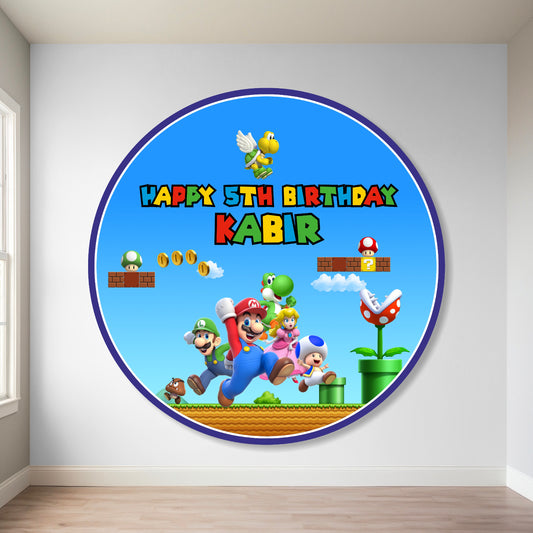 Super Mario Birthday Theme Round Backdrop for birthday decoartion