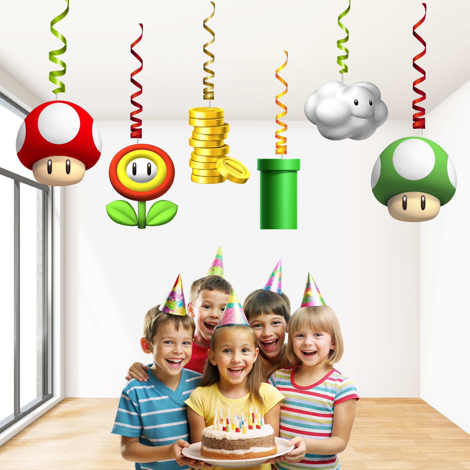 super mario birthday theme Classic swirls for birthday party