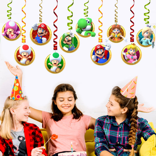 Super Mario Birthday Theme Premium Swirls