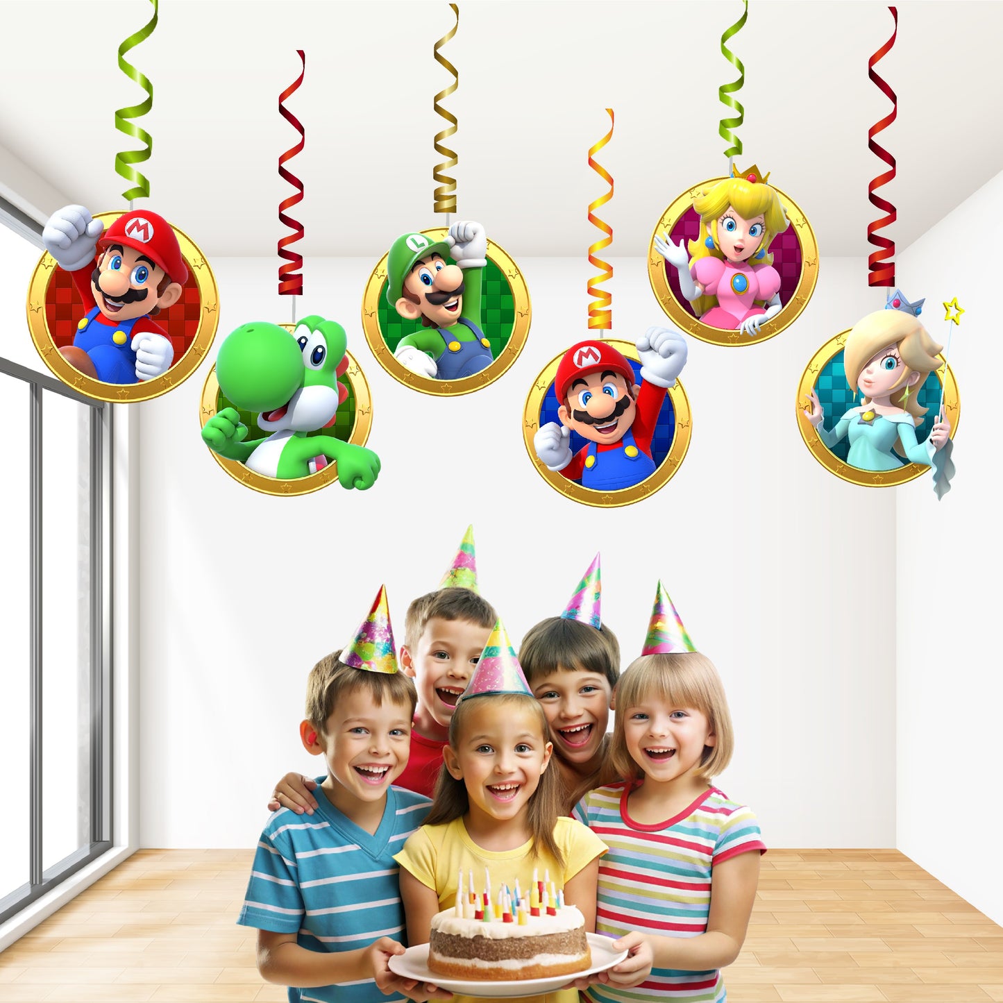 super mario birthday theme premium swirls for birthday party