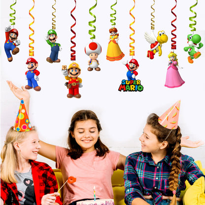 super mario birthday theme character swirls for birthday party