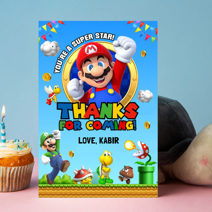 Super Mario Birthday Theme Thank You Card
