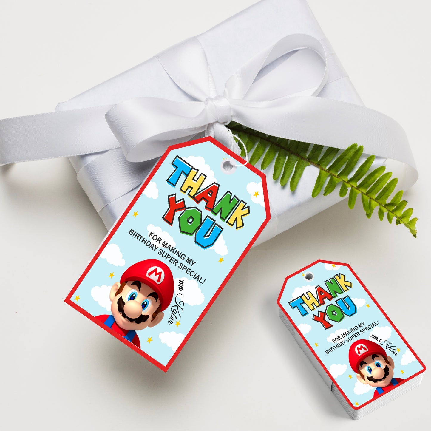 Super Mario Birthday Theme Thank You Tag