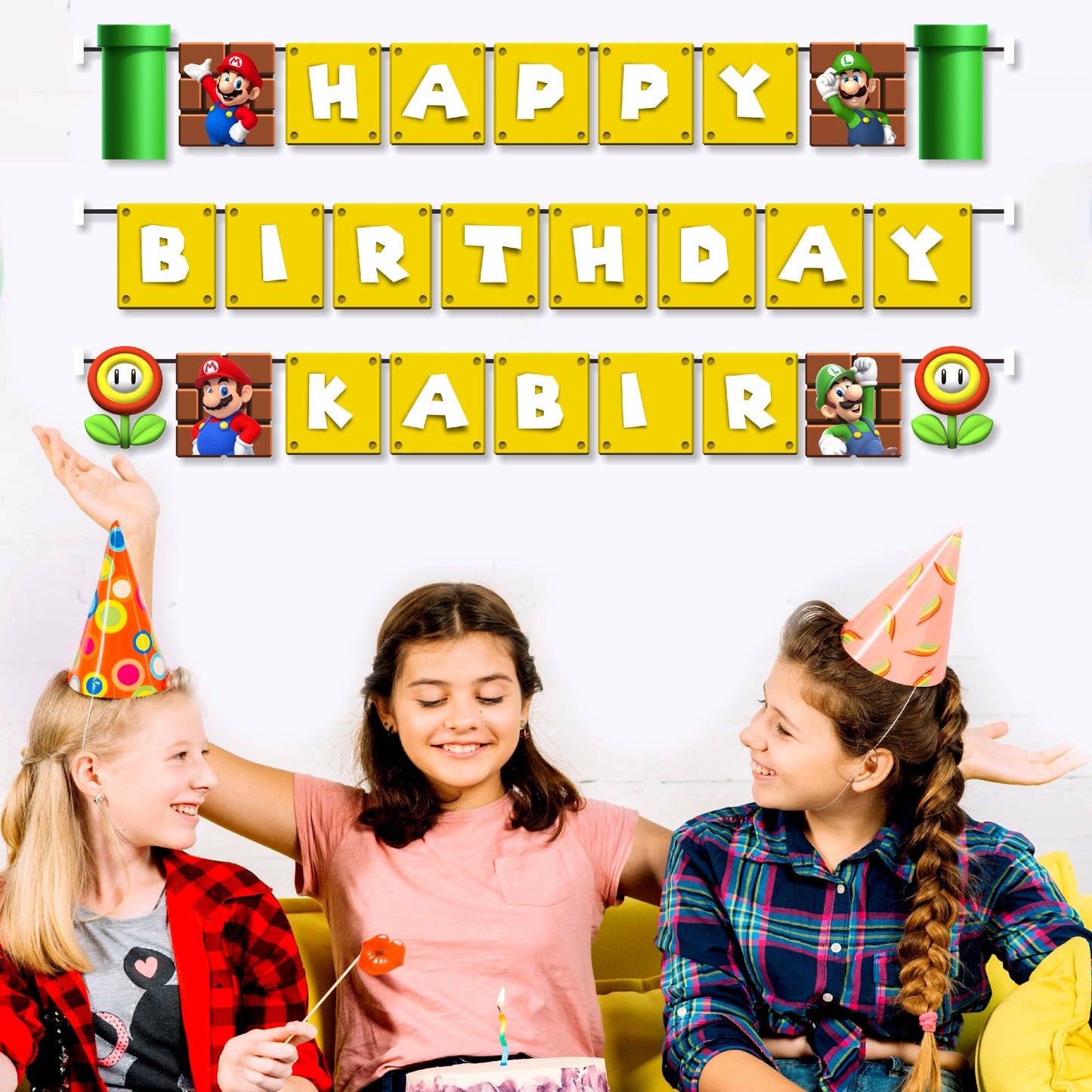 Super Mario Birthday Theme Classic Bunting for birthday decoration
