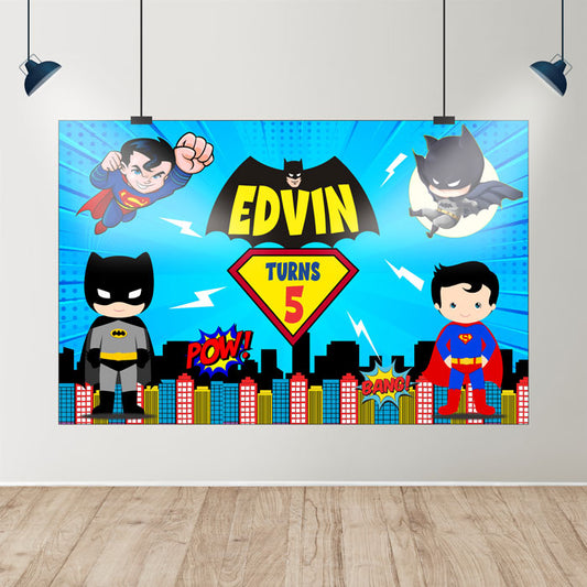 Super Heros Boy Theme Backdrop
