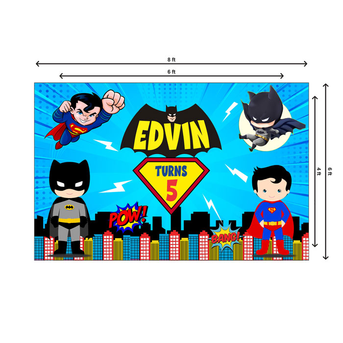 Super Heros Boy Theme Backdrop