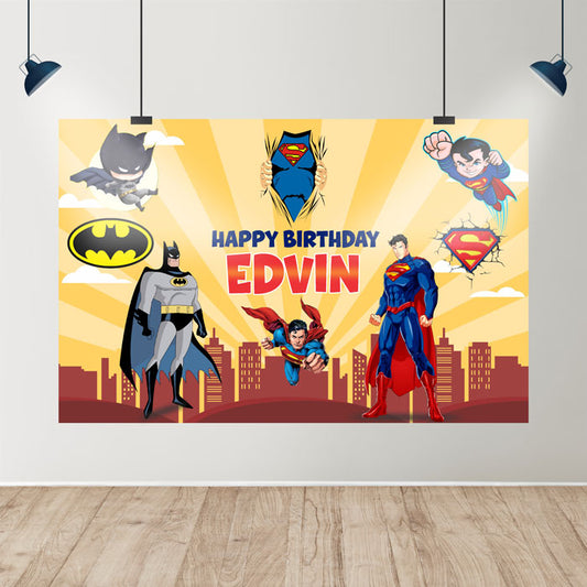 Super Heros Boy Theme Personalized Backdrop