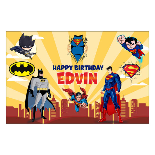 Super Heros Boy Theme Personalized Backdrop