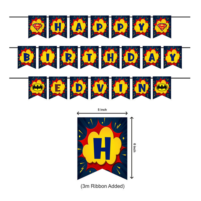 Super Heros Boy Theme Personalized Bunting