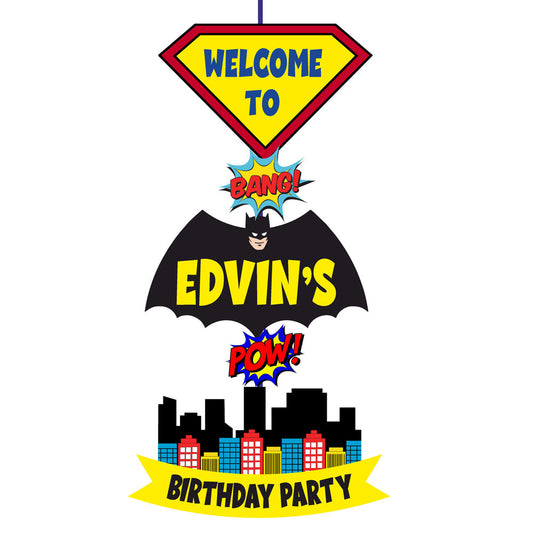 Super Heros Boy Theme Door Poster