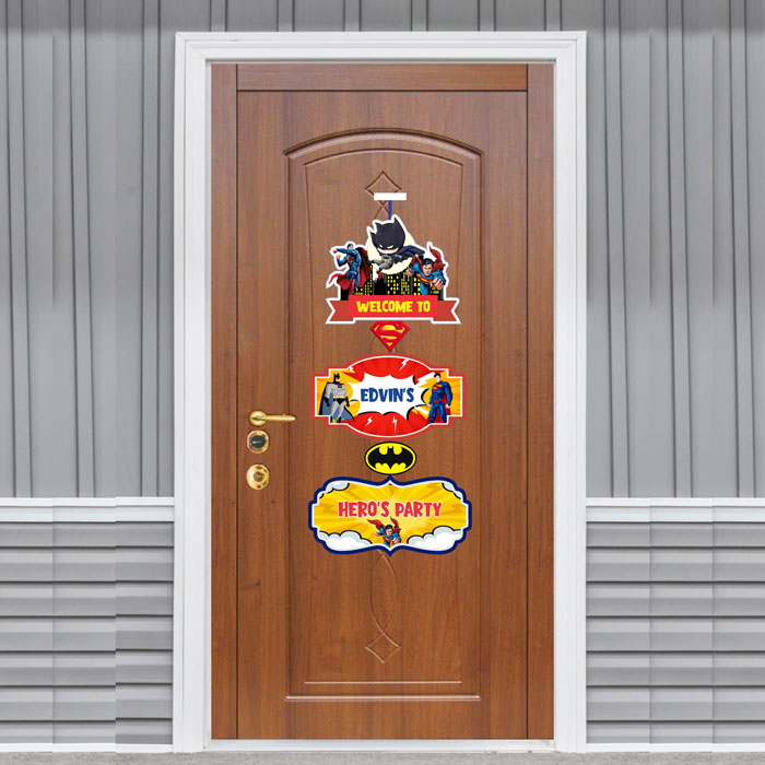 Super Heros Boy Theme Personalized Door Poster