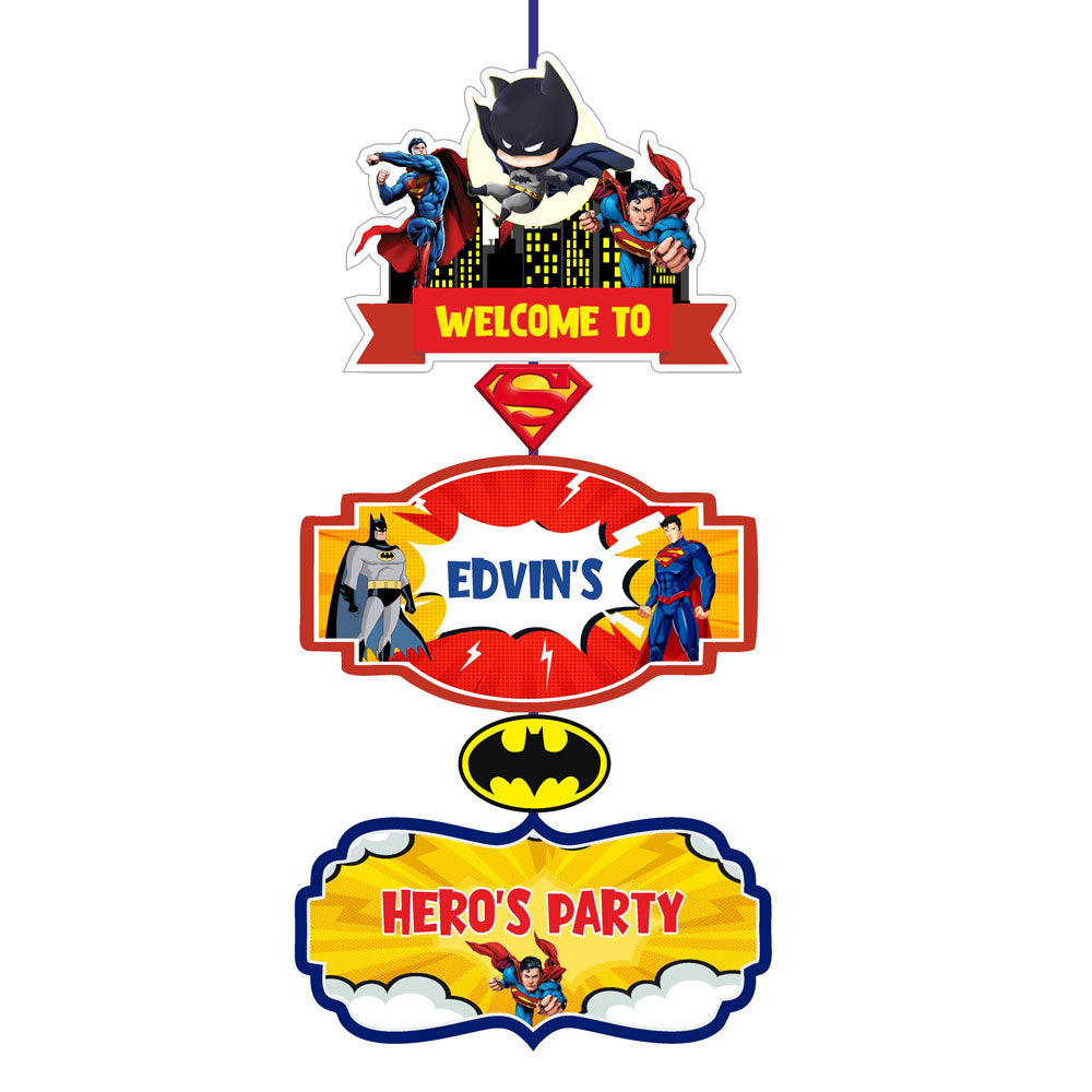 Super Heros Boy Theme Personalized Door Poster