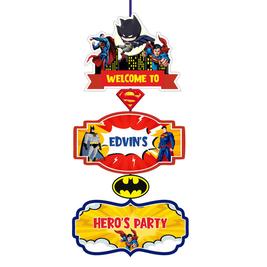 Super Heros Boy Theme Personalized Door Poster