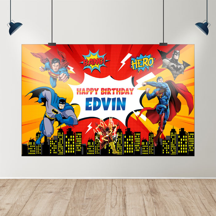 Super Heros Boy Theme Customized Backdrop