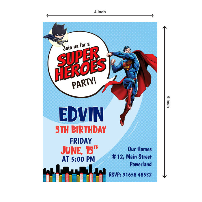 Super Heros Boy Theme Invite