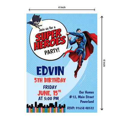 Super Heros Boy Theme Invite