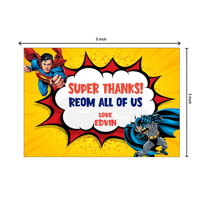 Super Heros Boy Theme Thank You Cards